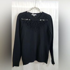 Daniel Rainn black crochet lace sweater